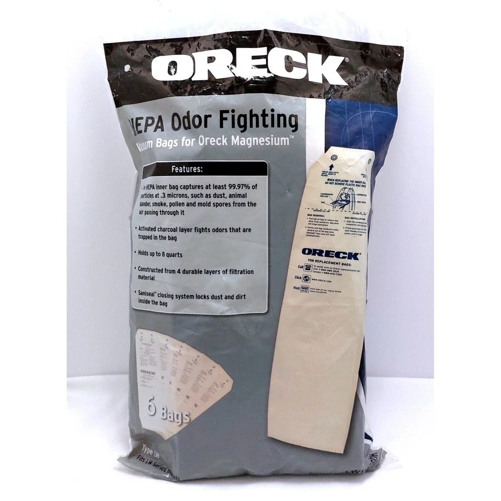 New 6 Type LW Oreck HEPA Odor Fighting Vacuum Bags For‎ Oreck Magnesium LWPK60H